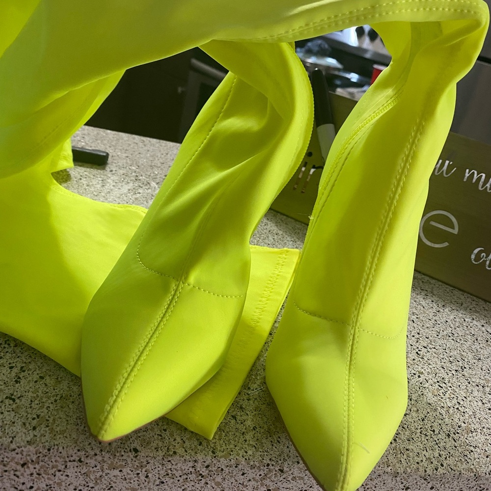 How about these Hot thigh high Neon Green Boots!